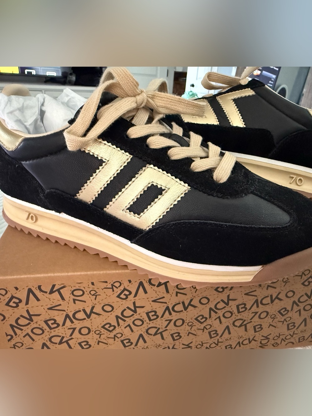 BACK 70 Women's Black and Gold Jogger Sneakers size 38